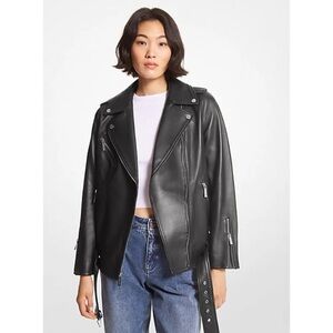 NWT Michael Kors Belted Moto Leather Jacket